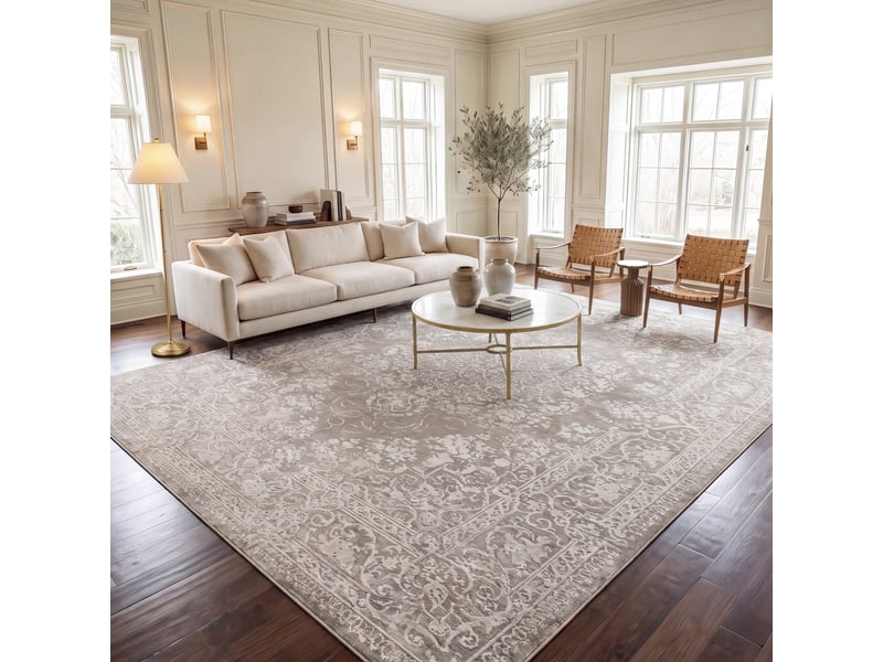  Tapis contemporain en polyester beige, 201 x 201 cm  - Conforama B