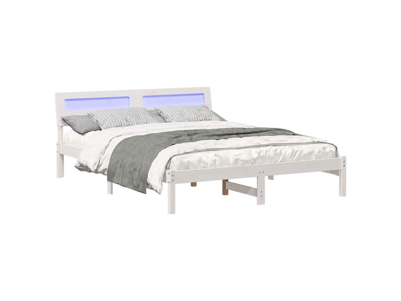  Lit double- lit adulte -  cadre de lit avec tête de lit blanc 150 x 200 cm pin massif  - Conforama B