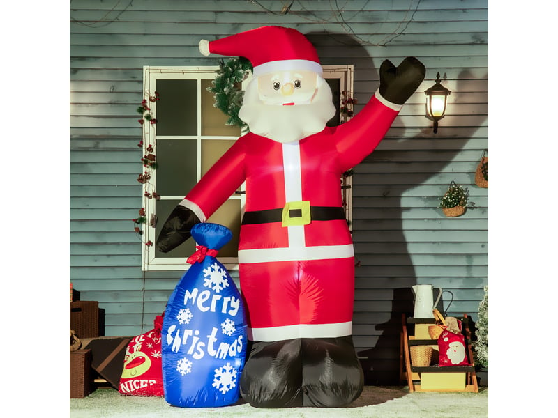  Père noël gonflable avec lumières led blanches et gonfleur inclus, 146 x 77 x 238 cm  - Conforama C