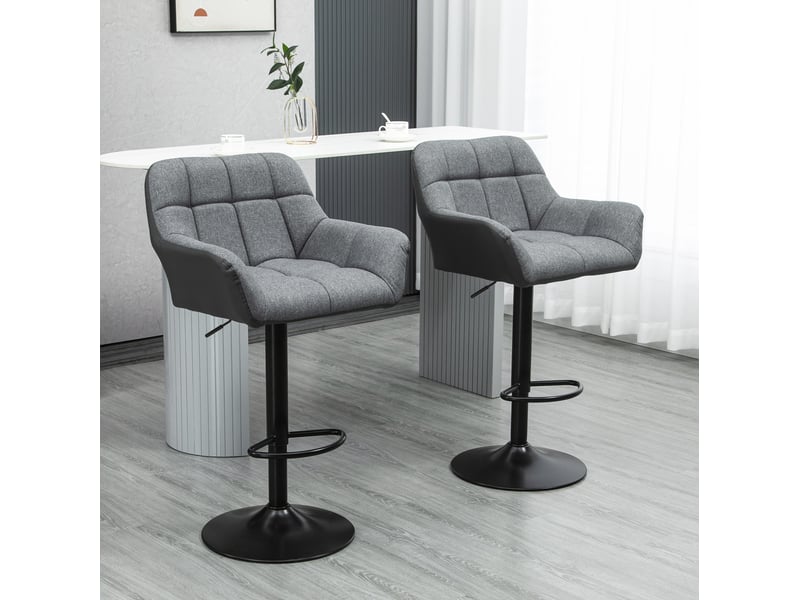  Tabouret de bar pivotant réglable en hauteur avec repose-pieds, lot de 2, en cuir synthétique gris  - Conforama B