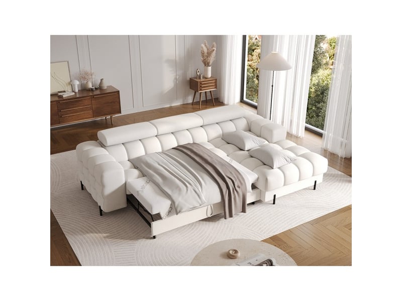  Canapé d'angle droit convertible blanc style épuré 285x99x181cm filtro  - Conforama B