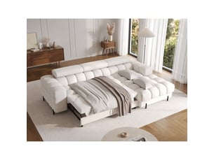 Canapé d'angle droit convertible blanc style épuré 285x99x181cm filtro