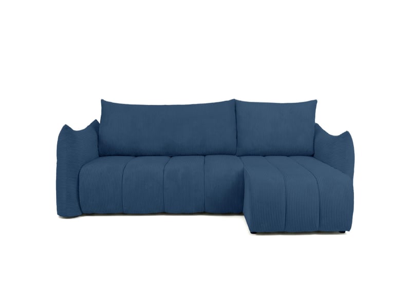  Canapé d'angle lysia mini réversible et convertible en velours côtelé - bleu foncé LYSIA - Conforama D