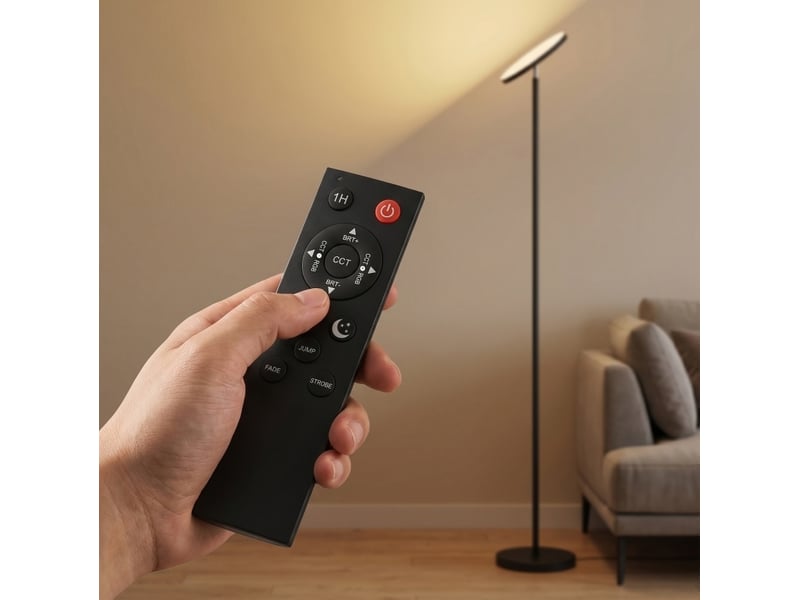  Lampadaire led 25x25x177 cm noir en plastique, variateur rgb avec télécommande et tête orientable  - Conforama D