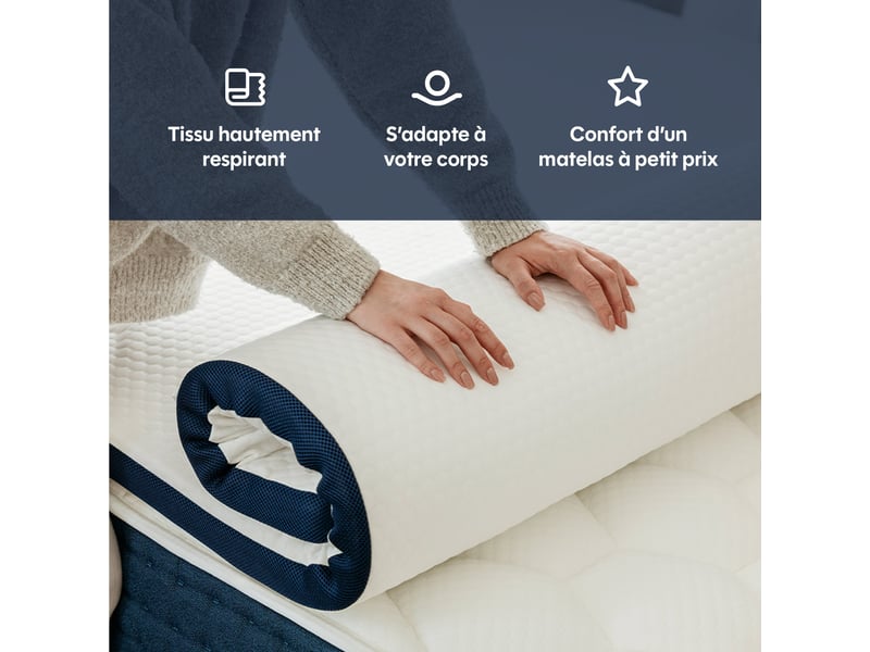  Surmatelas premium cloudy - 90x190x5cm - gel à mémoire de forme et tissu respirant - très moelleux Cloudy - Conforama E