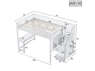 Lit mezzanine 140x200 cm <strong></strong> <strong></strong> coloris blanc