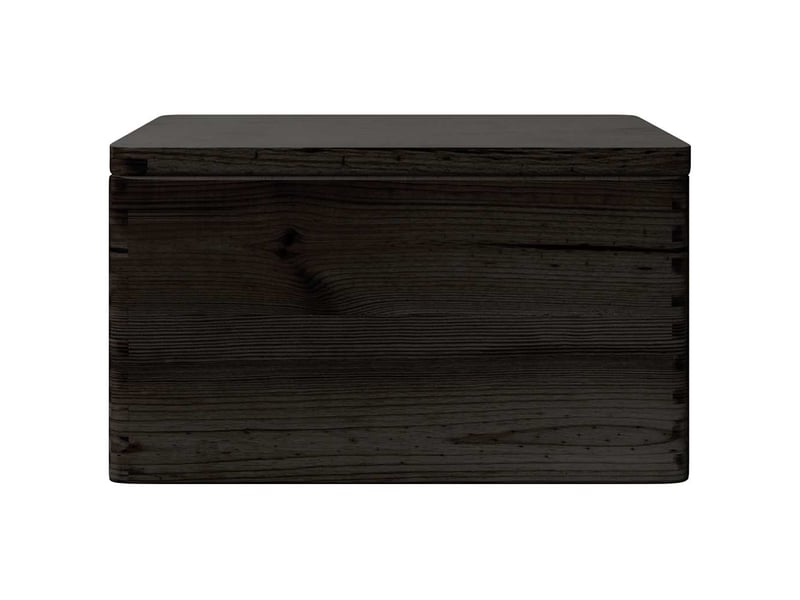 Boîte de rangement, coffre avec couvercle et poignées noir bois pin massif shl79336 - Conforama D