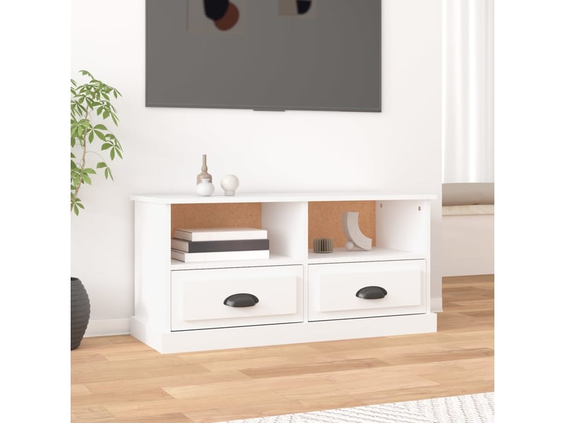  Meuble tv - banc tv - meuble de rangement blanc 93x35,5x45 cm bois d'ingénierie  - Conforama B