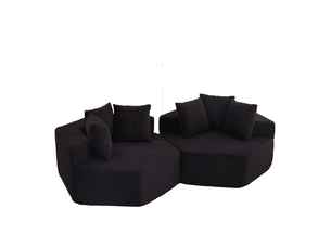 Fauteuil hexagonal individuel moderne, design modulable et polyvalent – canapé velours chenille assorti