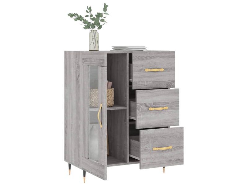  Buffet - bahut - meuble de rangement sonoma gris 69,5x34x90 cm bois d'ingénierie  - Conforama D