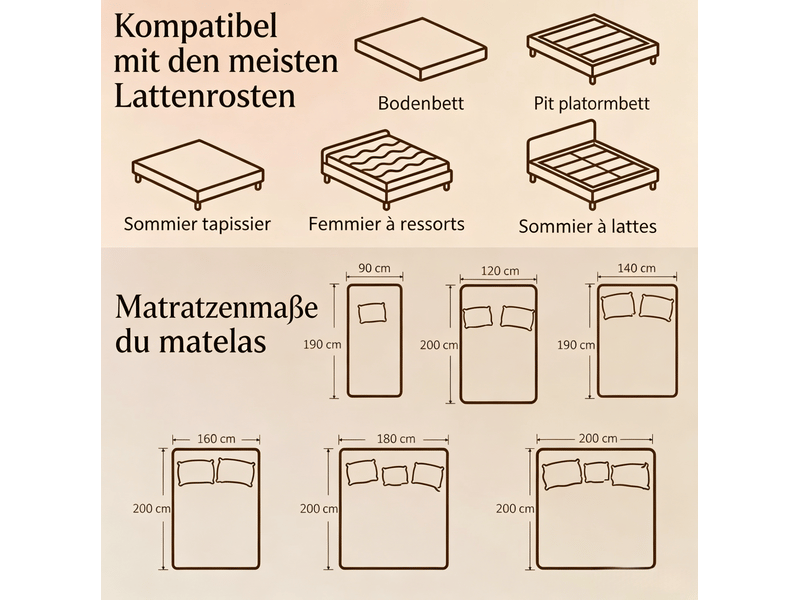  Matelas 2 places 140x190 cm – blanc et gris – mousse à mémoire de forme, 20 cm, dessous antidérapant  - Conforama C