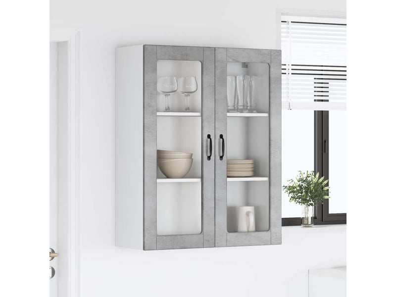 Meuble mural de cuisine | armoire de cuisine gris béton 80x31x100cm shl4974 - Conforama D