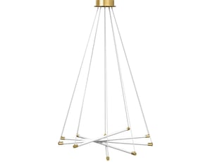 Suspension led 82x124 cm 50w 5 tubes lumineux réglables métal or+blanc
