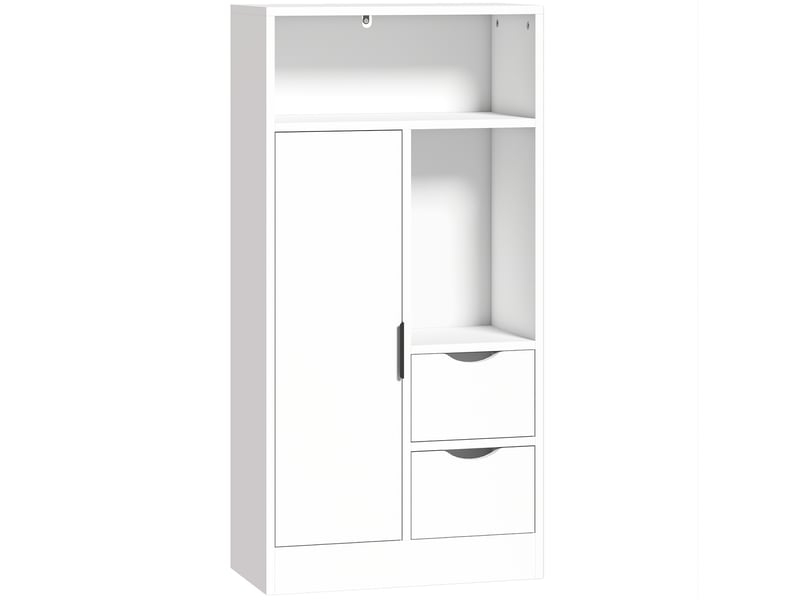  Meuble bas salle de bain porte étagère 2 niches 2 tiroirs - 50 x 25 x 100 cm - blanc  - Conforama A