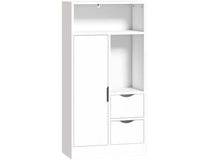 Meuble bas salle de bain porte étagère 2 niches 2 tiroirs - 50 x 25 x 100 cm - blanc