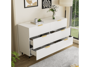 Chiffonnier 6 tiroir(s) <strong>REDOM</strong> <strong></strong> coloris blanc largeur 120 cm hauteur 77 cm
