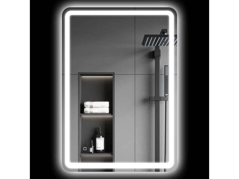  Miroir de salle de bain avec éclairage led 70 x 100 cm, 3 couleurs de lumière, luminosité réglable, fonction antibuée, fonction mémoire, ip44  - Conforama A