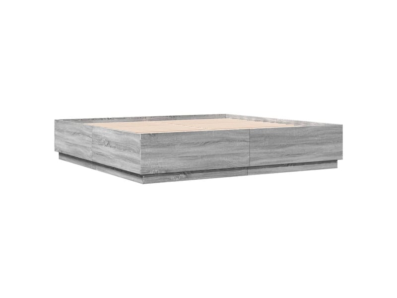  Lit double- lit adulte -  cadre de lit avec led sans matelas sonoma gris 200x200 cm  - Conforama B
