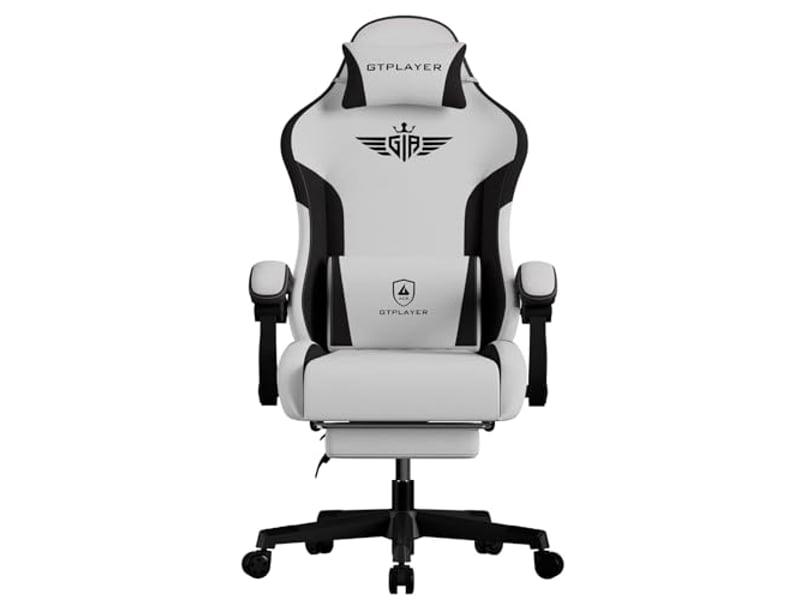 Gtplayer chaise gaming ergonomique avec soutien lombaire et dossier large - tissu gris GT831-GY - Conforama A