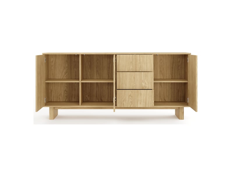  Buffet hasilo, bahut 3 tiroirs, 183x38x83h cm chêne marron Hasilo - Conforama E