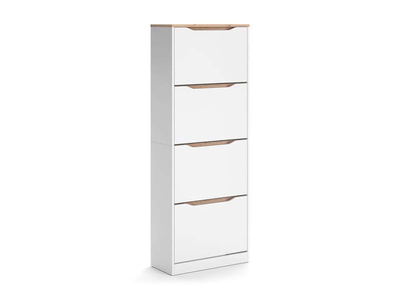  Vicco benne à chaussures, blancchêne artisan, 60.2x157.2cm avec 4 compartiments basculants  - Conforama A