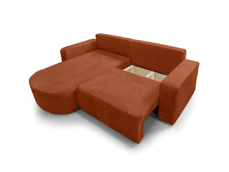  Kiara - canapé d'angle compact réversible et convertible 4 places en velours côtelé épais  - Conforama D