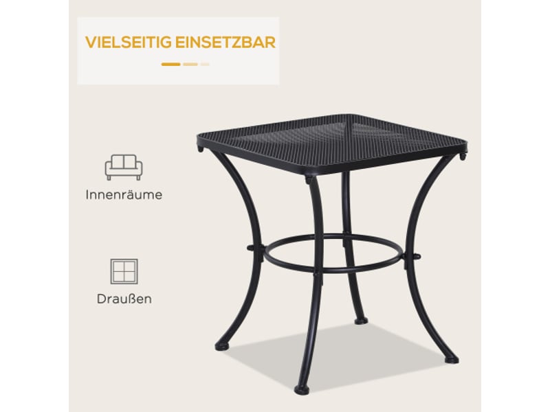  Table d'appoint noire en métal 45x45x50 cm – table basse balconterrassejardin  - Conforama E