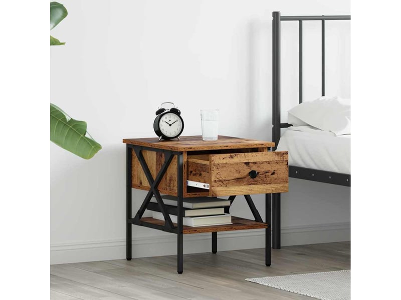  Table de chevet - cabinet de chevet - table de nuit avec tiroir bois ancien 40 x 42 x 45 cm  - Conforama C