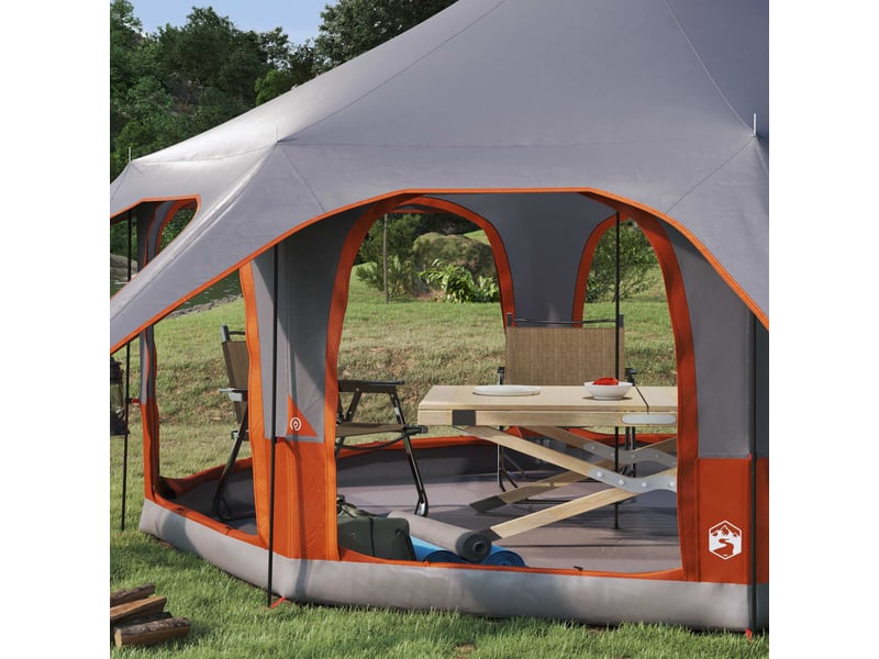  Tente de camping, tente familiale 5 personne gris et orange  - Conforama C