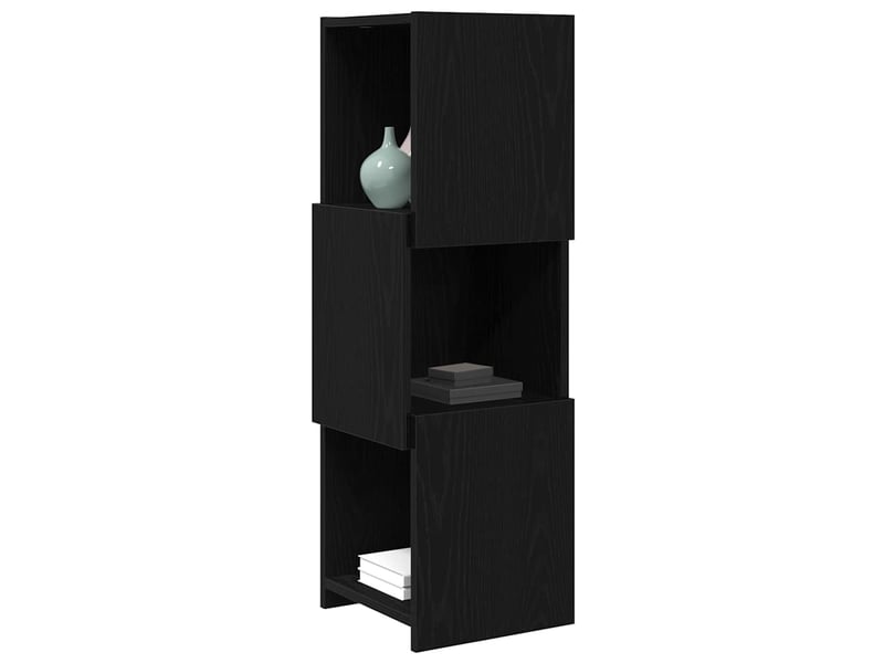  Meuble d'angle, meuble de rangement salon 30,5x30x95cm bois d'ingénierie chêne noir  - Conforama C
