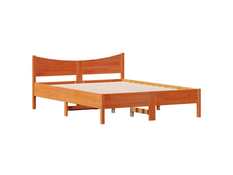  Lit double- lit adulte -  cadre de lit sans matelas  marron 140x200cm bois pin massif  - Conforama B