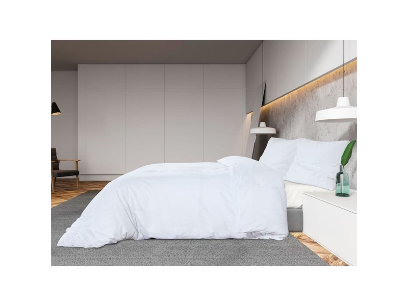  Housse de couette microfibre et 2 taies d'oreiller blanc uni myhome 140x200 cm 60x70 cm-taille 140x200 cm-taie d'oreiller 60x70 cm  - Conforama C