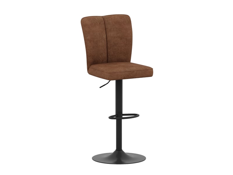  Tabouret de bar pivotant réglable en hauteur avec repose-pieds, en tissu technologique et métal marron noir  - Conforama A