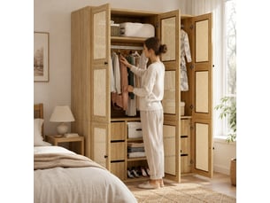 Armoire battante <strong></strong> <strong></strong> coloris bois clair largeur 135 cm
