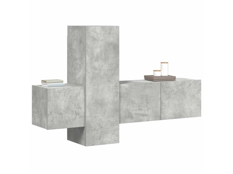  Ensemble de meubles tv 3 pcs gris béton bois d'ingénierie shl15135  - Conforama C
