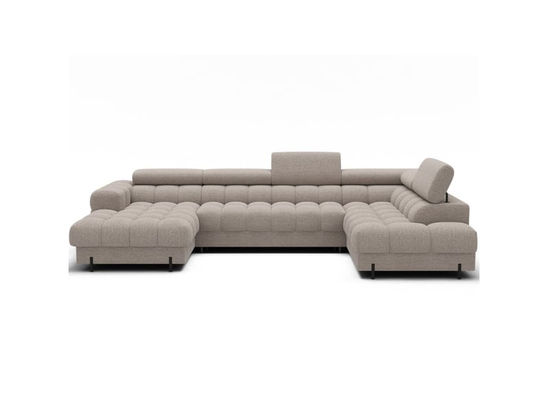 Canapé panoramique convertible beige clair angle droit feraria 358x93x202cm - Conforama A