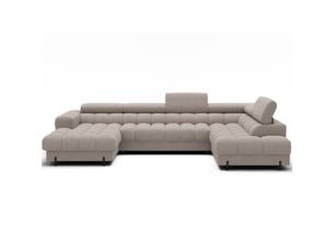 Canapé d'angle droit fixe MEUBLORAMA  3 places Polyester beige avec coffre de rangement