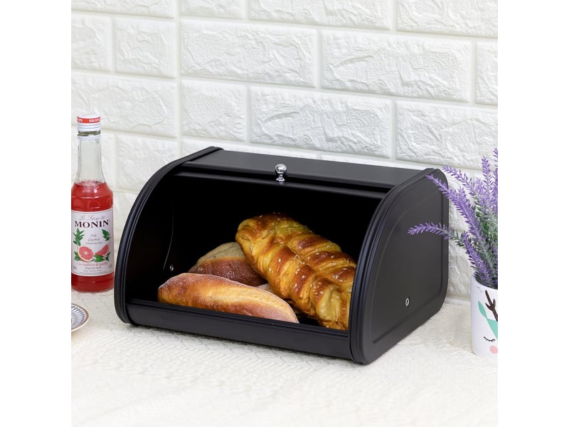 Boîte à pain en acier inoxydable – 31.5x25.5x17cm, noir  - Conforama D