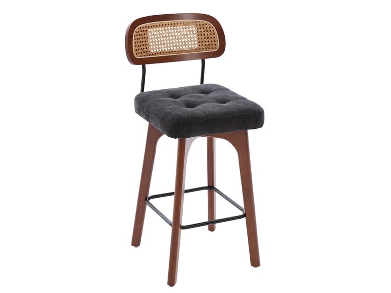  Lot de 2 tabourets de bar pivotants 360° 44x51x96 cm en chenille noir  - Conforama D