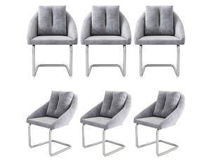 Lot de 6 chaise de salle à manger 59x65x82 cm – gris – en velours avec coussin et structure métal