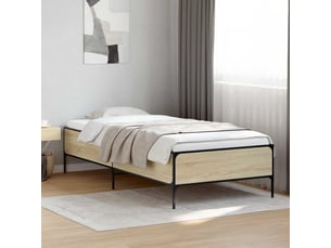 Lit adulte, lit simple, cadre de lit chêne sonoma 80x200cm bois d'ingénierie cf6273