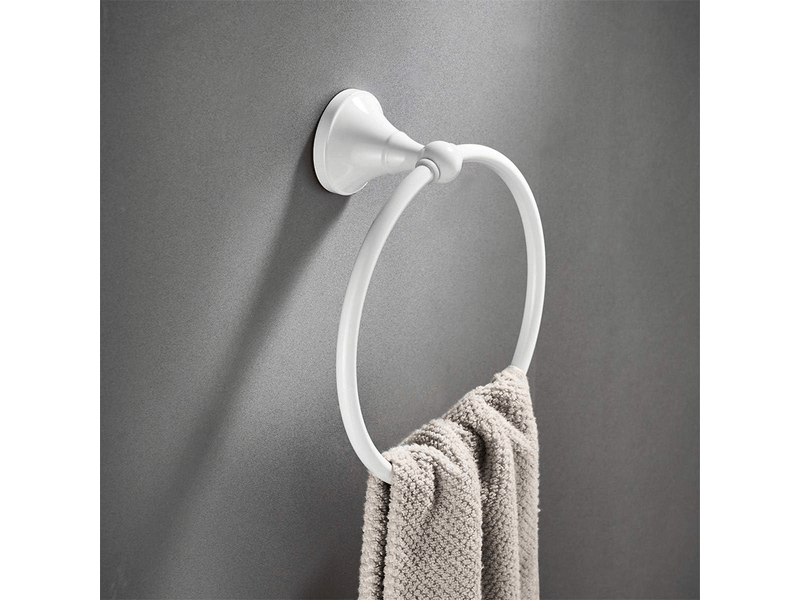  Anneau porte-serviette rond en laiton pour porte-serviette de salle de bain serviette de bain suspendu fixé au mur, blanc  - Conforama D