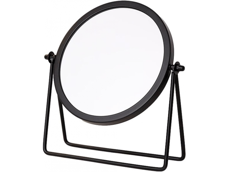  Miroir, miroir de maquillage, miroir sur pied, miroir de table, rond, rotation à 360°, design de cadre (noir)  - Conforama E