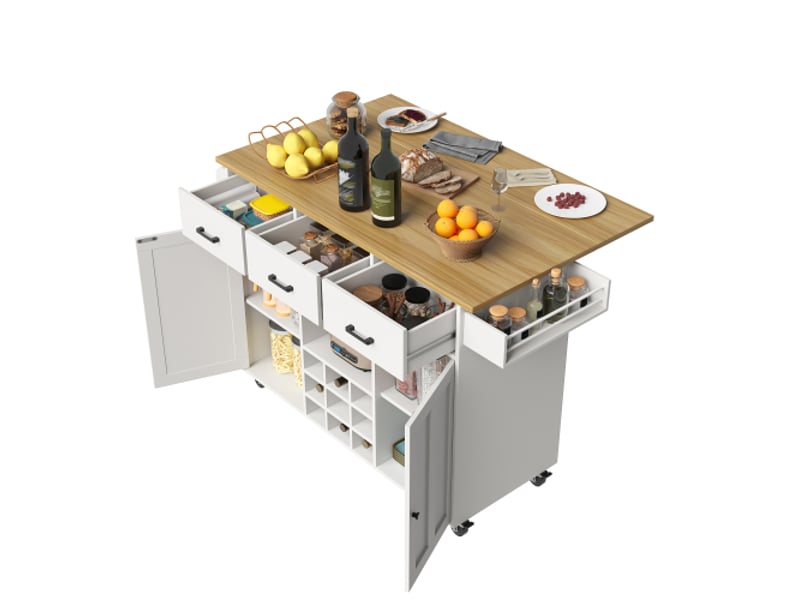  Chariot de service - truxen8 - plateau pliable - rangement multifonctionnel - blanc  - Conforama A