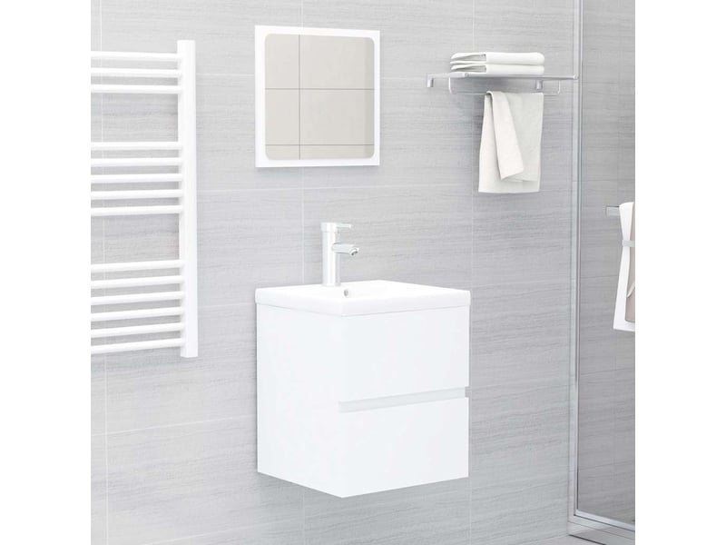  Armoire d'évier avec lavabo intégré blanc bois d'ingénierie shl1487  - Conforama C