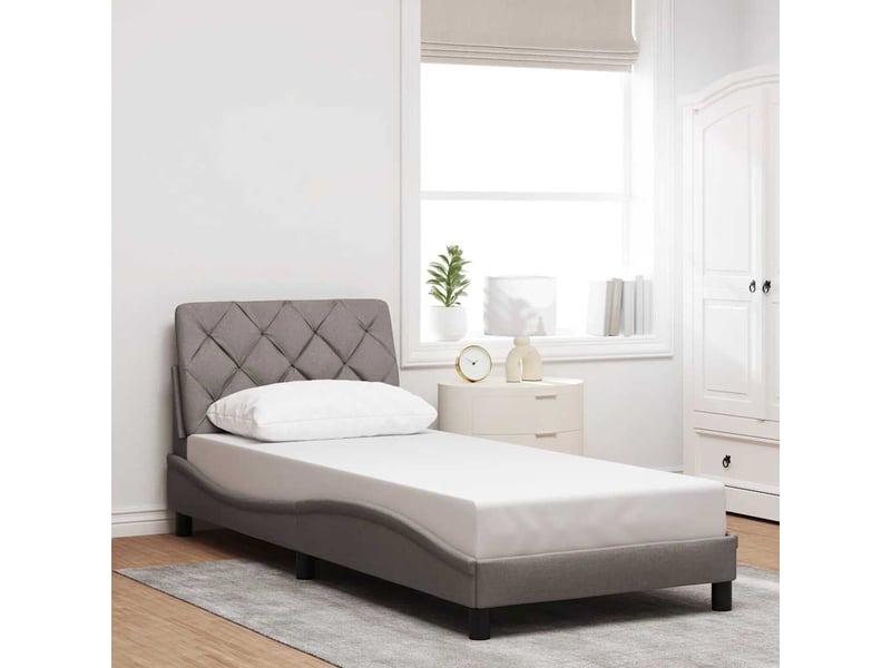 Lit adulte ; lit simple ; cadre de lit  taupe 90x200 cm tissu  - Conforama C