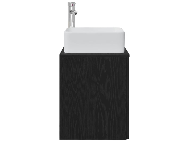 Vanité de lavabo mural, meuble de rangement chêne noir 49.5x41x63 cm - Conforama D