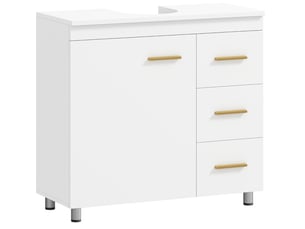 Meuble sous lavabo 70x30x65 cm à 3 tiroirs mdf panneau de particules blanc
