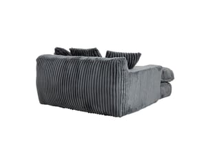 Canapé 2 places, avec couchage d'appoint, avec coussins, en velours côtelé, coloris gris foncé, l125 x p155 x h63 cm, pour salon
