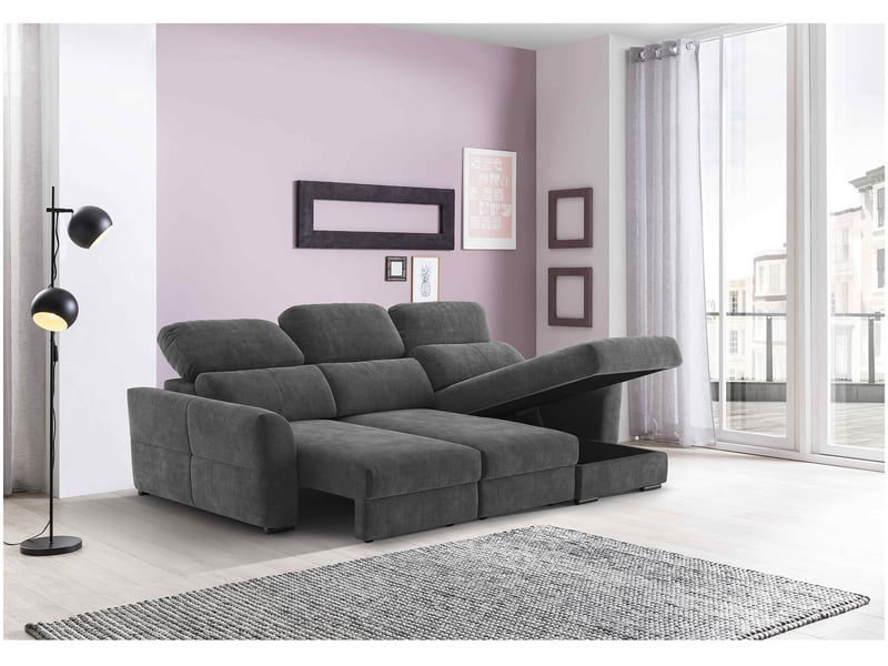 Canapé d'angle convertible réversible 3 places AUSTIN coloris gris - Conforama W